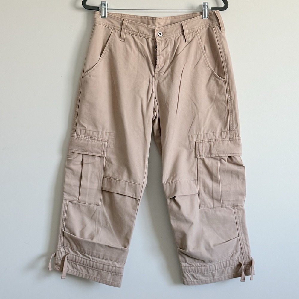 Sundance Cargo Cropped Pants 8 Wide Leg Scandi Coastal Utility Street Vacay